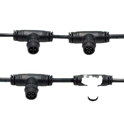T Type Copper Waterproof Connectors 2-4 Pin Three-Way Adapter Cables for Outdoor Lighting Solar Power System Microwave