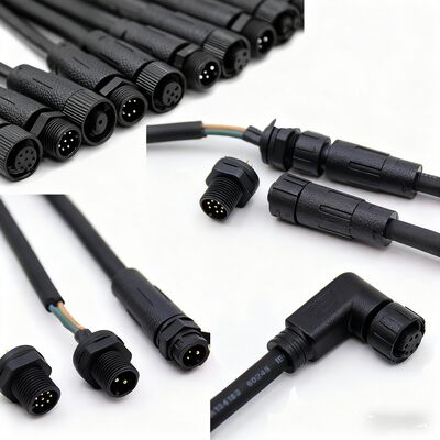 M12 Elbow Waterproof RF PCB Power Connectors Aviation Plugs Male/Female Unshielded Field Wiring Cables PVC/PUR 1m 2m 5m